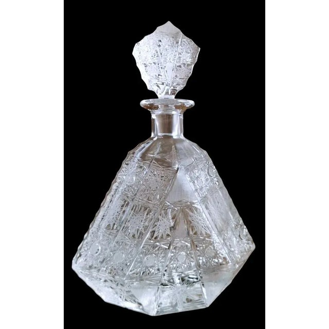 Biedermeier Bohemian Cut & Ground Crystal Liquor Bottle, 1920s For Sale - Image 3 of 13