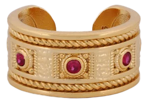 Mystic Queen Ruby Cuff Gold Ring, Size 4