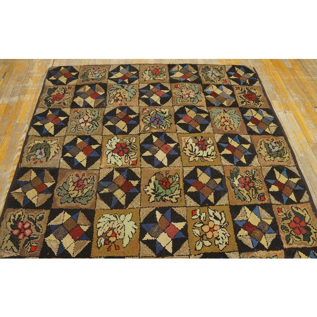 Antique American hooked rug measures:5'4" x 8'8". Antique American Hooked Rug Hallway Runner Wool, Country of Origin:...