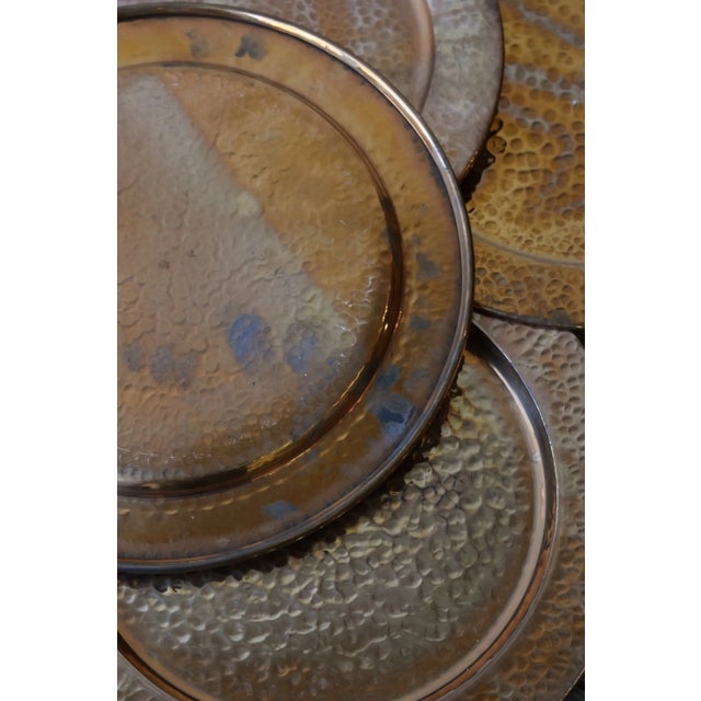 Vintage Hammered Copper Chargers, Set of Six, Circa 1970s-80s For Sale - Image 10 of 11