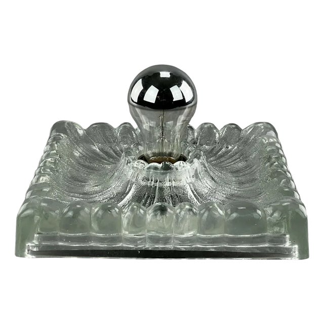 Mid-Century Space Age Wall Lamp in Ice Glass from Hustadt Leuchten For Sale