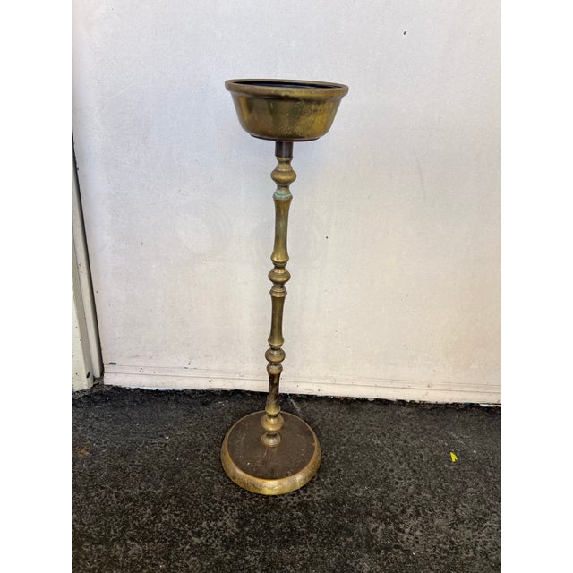 Mid-Century Modern Antique Brass Floor Candle or Ashtray Stand For Sale - Image 3 of 5