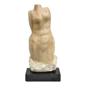 Late 20th Century Morton Gaffin Female Nude Bust Modernist Carved Peach Alabaster Sculpture