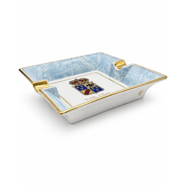 Mid-Century Modern Vintage Villa d'Este Lake Como Italy Hotel Limoges Porcelain Ashtray Dish For Sale - Image 3 of 10