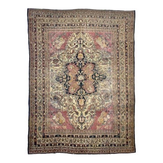 1880's Antique Persian Kerman Lavar "LION VS BULL" Rug 9.2 x 12.5 For Sale