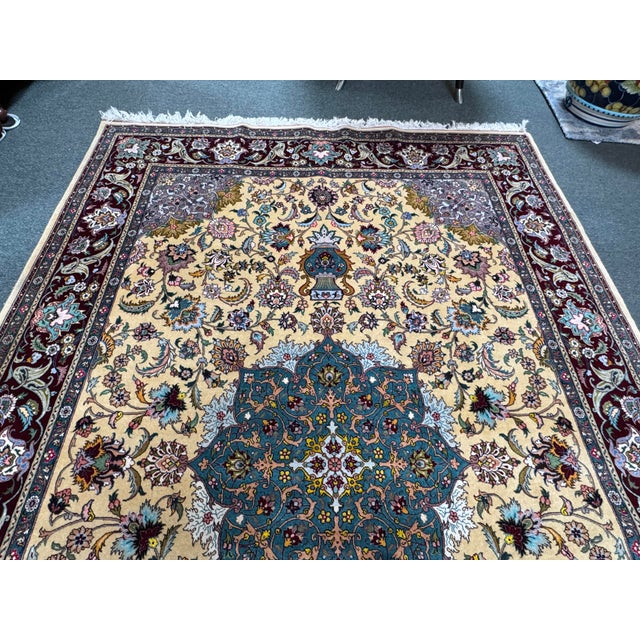 Late 20th Century 6ft X 8ft 10in Turkish Oriental Pale Yellow Area Rug For Sale - Image 5 of 12