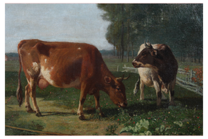 Jacquelart, Grazing Cows, 1890s, Oil on Canvas, Framed
