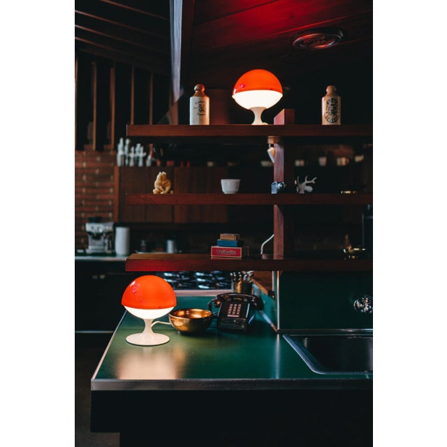 1960s 1960s Max Bill Red & White Table Lamps for Temde Leuchten, Switzerland - a Pair For Sale - Image 5 of 13