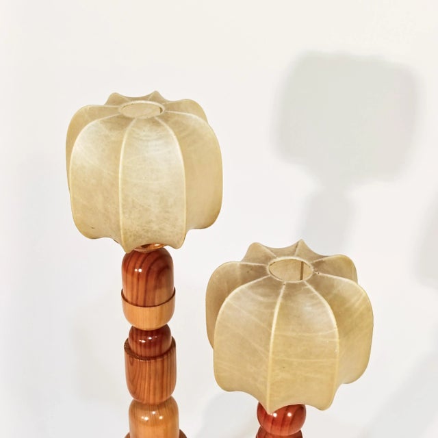 Italian Sculptural Cocoon Table Lamps, 1970s, Set of 2 For Sale - Image 4 of 15