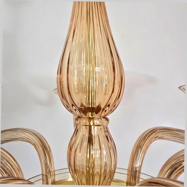 1980s Amber-Brown Neoclassical Murano Chandelier For Sale - Image 9 of 9