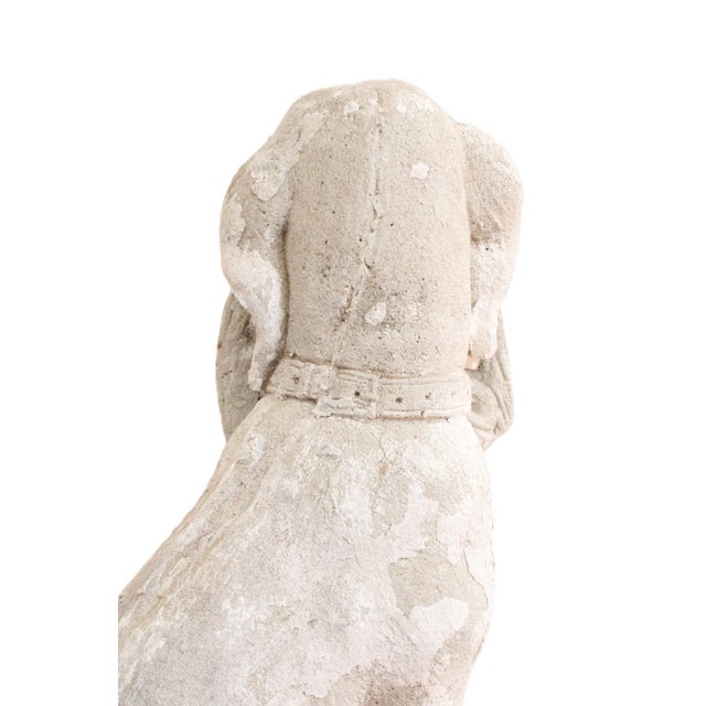 Mid 20th Century Carved Whimsical English Cast Dog With Basket Statue/Garden For Sale - Image 5 of 7