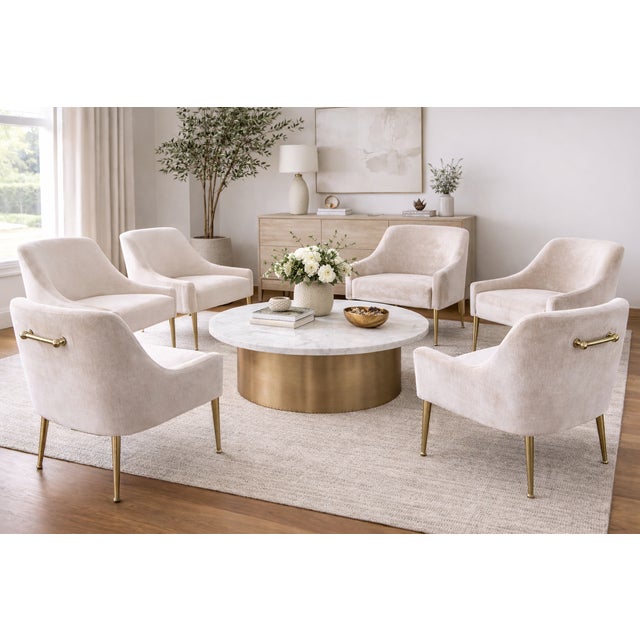 Set of 6 Anthropologie Ellory Dining Chairs — Velvet, Brass Legs For Sale - Image 11 of 11