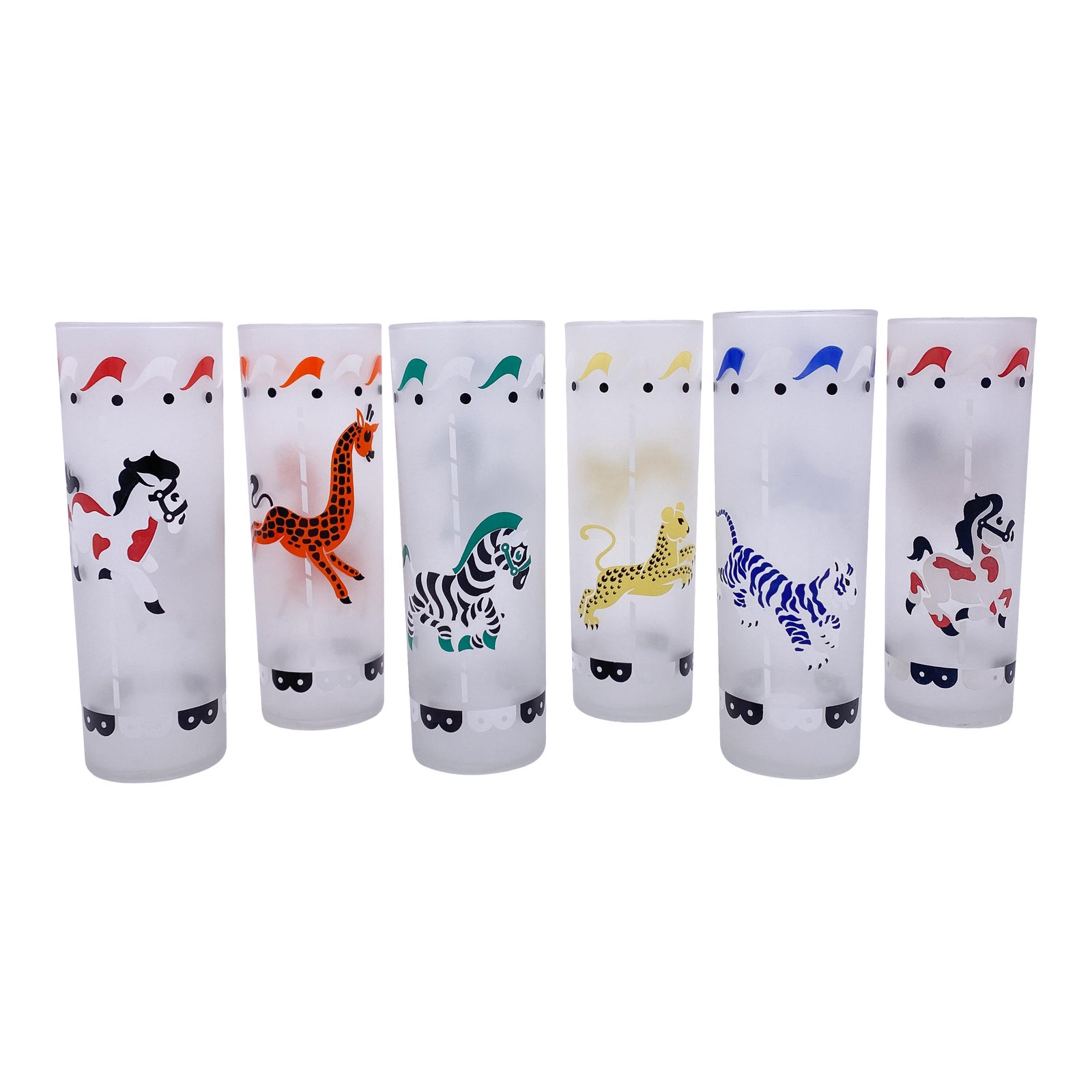 Vintage Libbey Circus Glasses Set of 6 Chairish