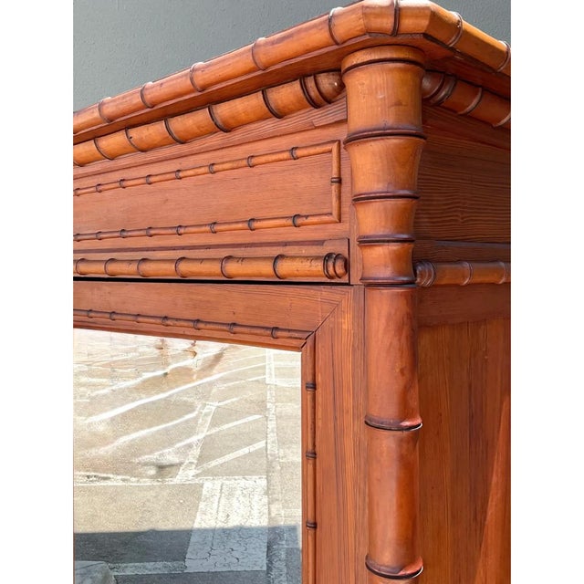 Vintage Faux Bamboo Armoire With Mirror For Sale In West Palm - Image 6 of 12