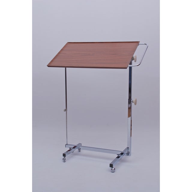 Rollable Folding Side Table in Chrome and Wood from Bremshey Variett, 1970s For Sale - Image 6 of 10
