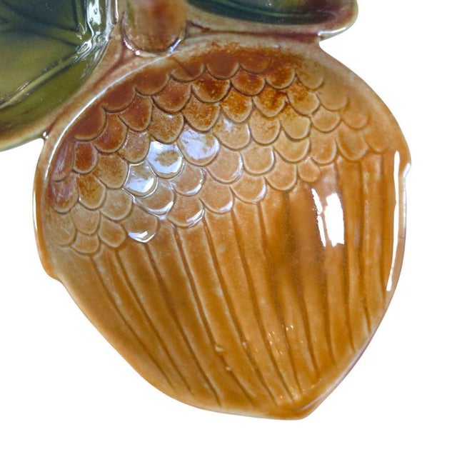 Wood Sculptural Acorn & Oak Leaf Ceramic Divided Serving Dish For Sale - Image 7 of 16
