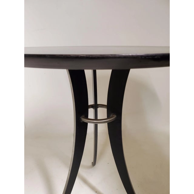 Wood 1970s Minimalist Steel and Ebonized Wood Circular Tables - Set of 2 For Sale - Image 7 of 12