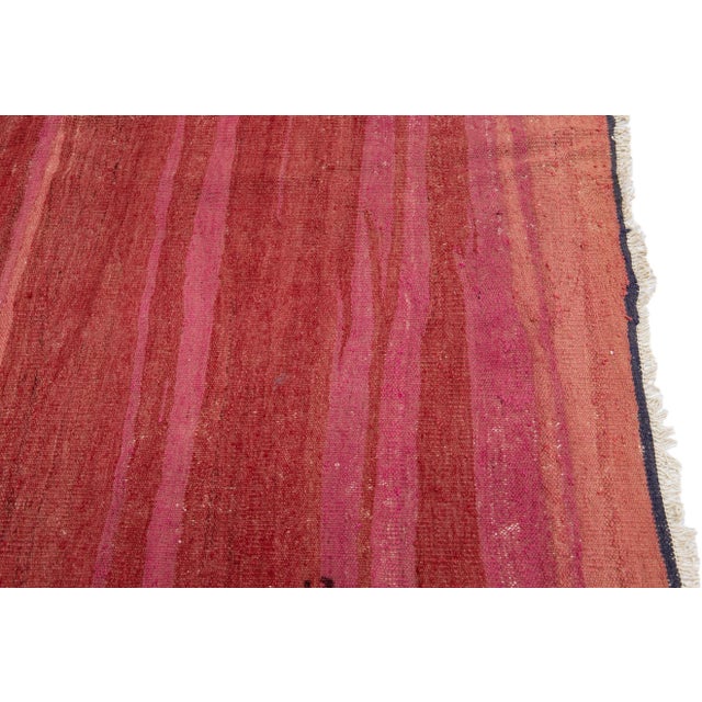 Mid-20th Century Turkish Kilim Red Handmade Geometric Wool Rug For Sale In New York - Image 6 of 10