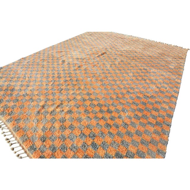 Not Yet Made - Made To Order Slate & Turmeric Checkered Hand-Knotted Moroccan Wool Rug - 9x12 For Sale - Image 5 of 7