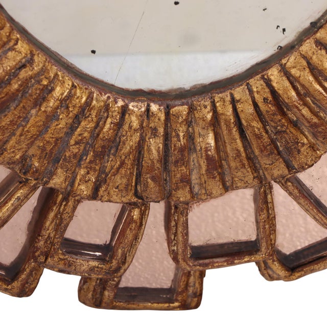 2000 - 2009 Small Oval Gilt Resin and Pink Glass Mirror in the Manner of Line Vautrin For Sale - Image 5 of 7