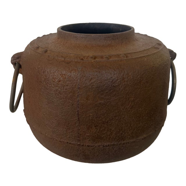 Antique Meiji Japanese Chagama Iron Metal Tea Kettle For Sale