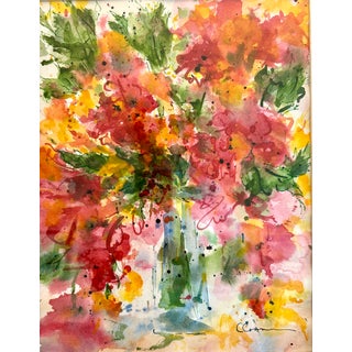 Watercolor Fine Art Painting Giclee Print Blue Vase For Sale