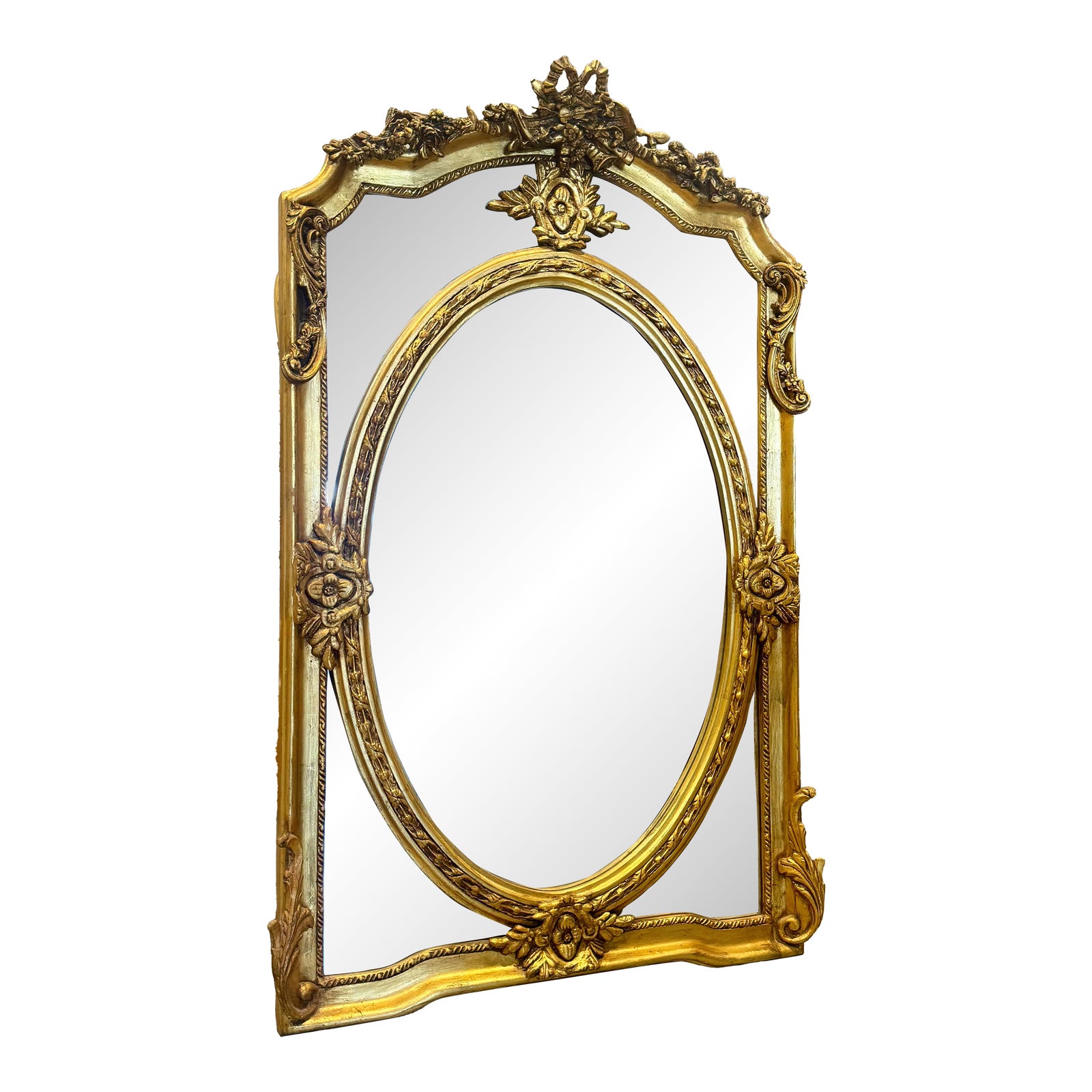 1990s Rococo Style Gold Wall Mirror Baroque Mirror French Gold Leaf ...