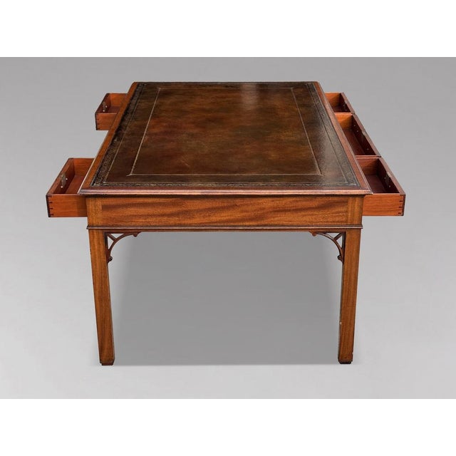 Large Vintage George III Style Writing Table in Mahogany by William Tillman, 1960 For Sale - Image 3 of 12
