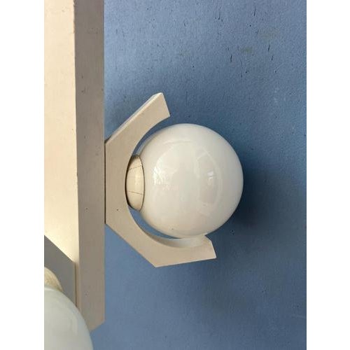 Mid-Century Modern White Pendant Lamp with Opaline Glass Shades For Sale - Image 10 of 13