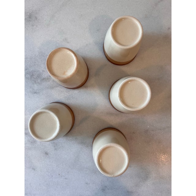 Brown Set of 5 Vintage Brown Band Crock Cups For Sale - Image 8 of 8
