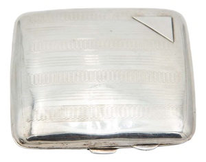 Guilloche Silver Cigarette Case with Bands on Top