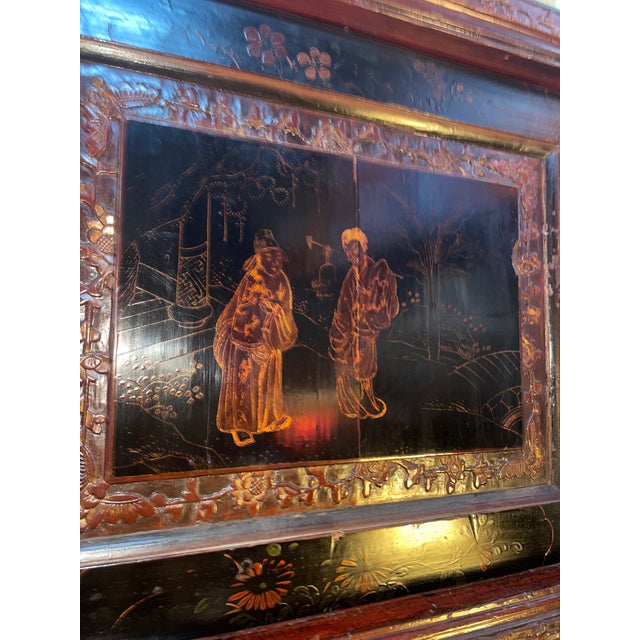 Antique 19th Century Chinese Wood Black Lacquer 3 Tiered Cabinet For Sale - Image 4 of 12