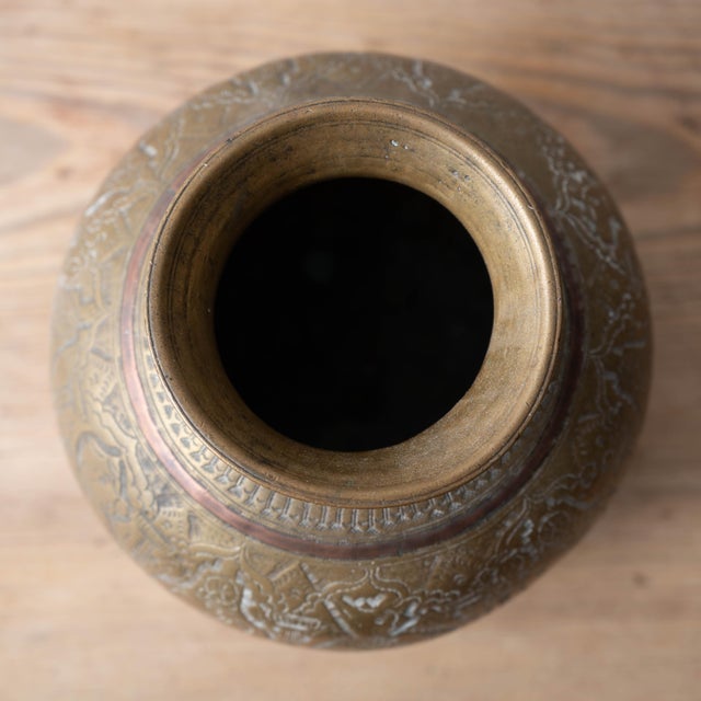 Metal Indian Brass Lota With Copper Inlay, c.1880 For Sale - Image 7 of 9