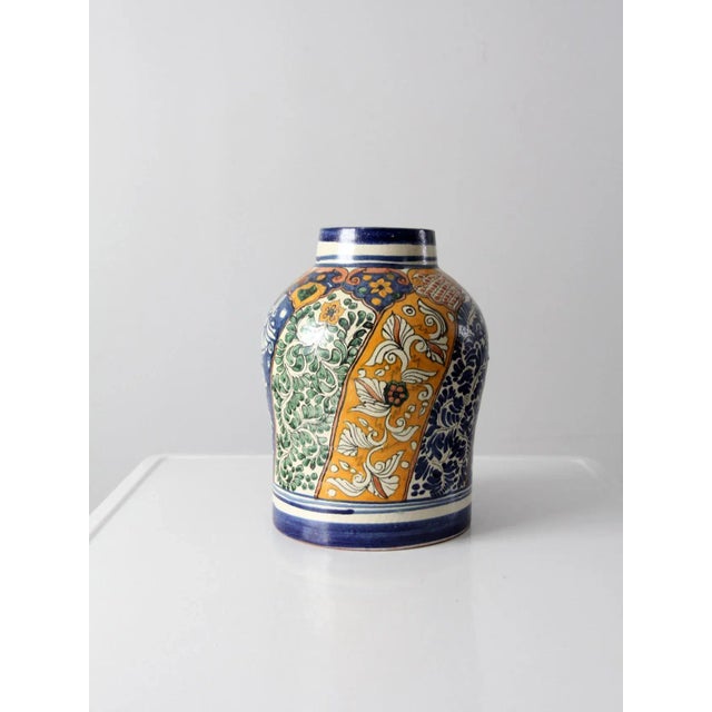 Vintage Talavera Pottery Style Vase For Sale - Image 9 of 9