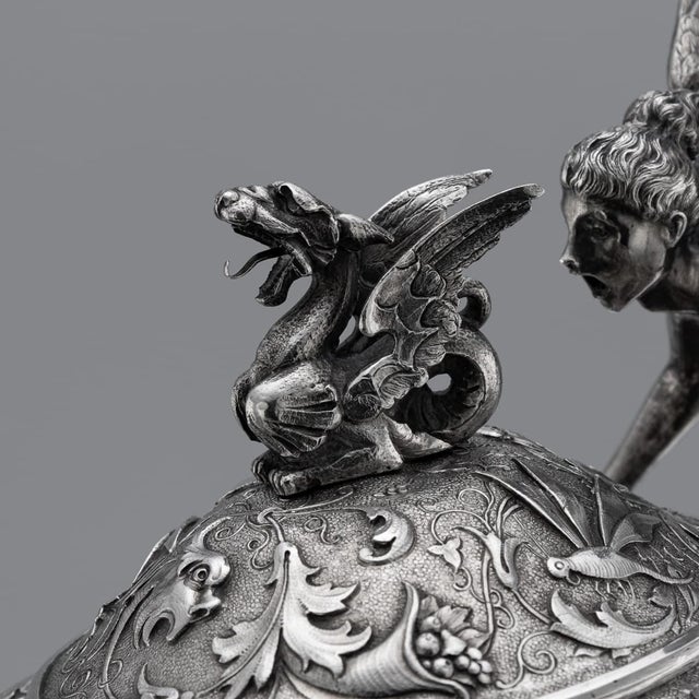 Silver Antique Italian Silver Three Piece Tea Set by G.Accarisi, 1890, Set of 3 For Sale - Image 8 of 18