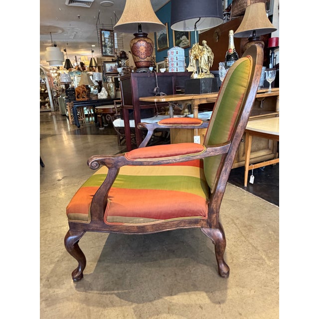 Pair of 1970s Louis XV Multi-Colored Stripe Chair For Sale In Phoenix - Image 6 of 7