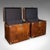 This is a pair of late vintage campaign luggage trunks. An English, leather and brass bedside nightstand, or occasional...