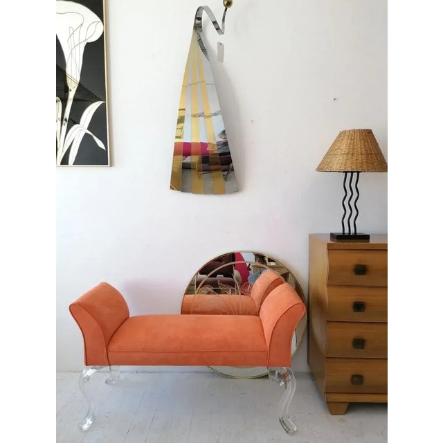 Postmodern Large Vintage Postmodern Bench with Curved Acrylic Glass Legs by Shlomi Haziza, USA, 1980s For Sale - Image 3 of 9
