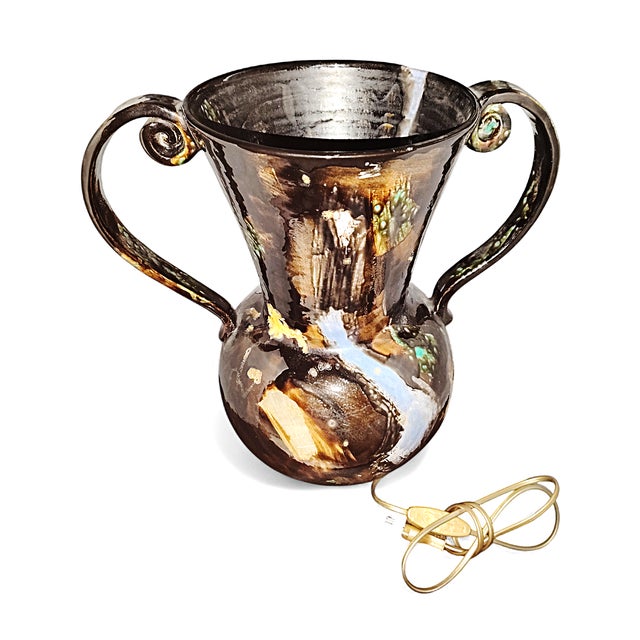 Ceramic Vintage Vase Lamp from Françoise REA, 1950s For Sale - Image 7 of 8