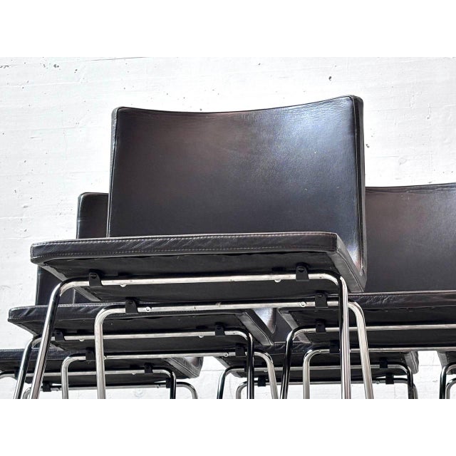 Bernhard Leather Chairs in Black and Chrome by Ola Wihlborg for Ikea, 2010s For Sale - Image 12 of 16