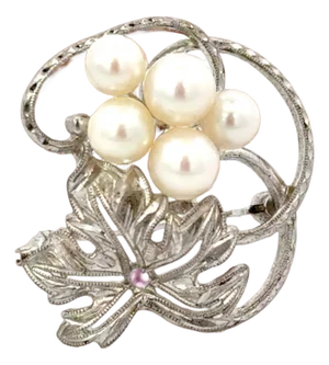 Mikimoto Akoya Pearl Brooch Sterling Silver 6 mm 5.24 Grams Estate
