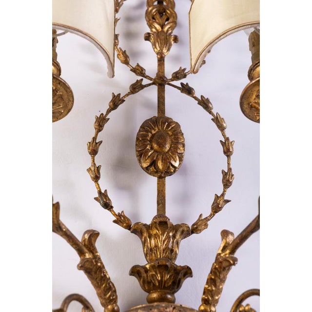 19th Century Italian Gilt-Wood Wall Lights Roma, 1840, Set of 2 For Sale - Image 8 of 14