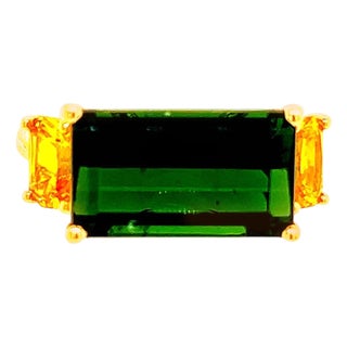 Natural Tourmaline Diamond Ring 14 Y Gold 7.03 TCW Certified For Sale