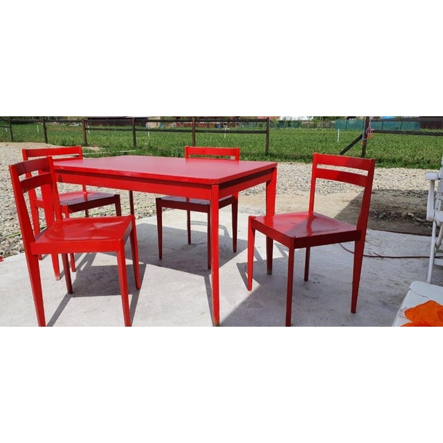 Red Mid 20th Century Thonet Dining Set For Sale - Image 8 of 10
