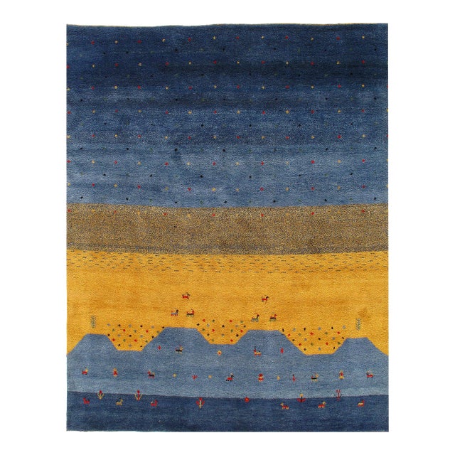 Navy Blue Hand Knotted Gabbeh Rug For Sale