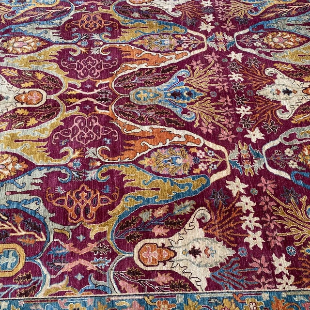 Textile Fine Burgundy Persian Bakhshayesh Hand-Knotted Wool Rug - 8' X 9'11" For Sale - Image 7 of 12
