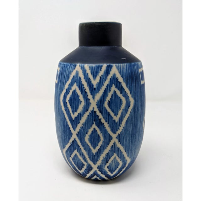 Boho, Coastal, and Chinoiserie Style Blue and White Hand Painted and Handmade Ceramic Floral Vase For Sale - Image 13 of 13