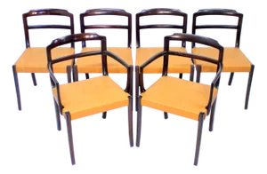 Danish Leather and Mahogany Dining Chairs by Ole Wanscher for Cado, 1960s, Set of 6