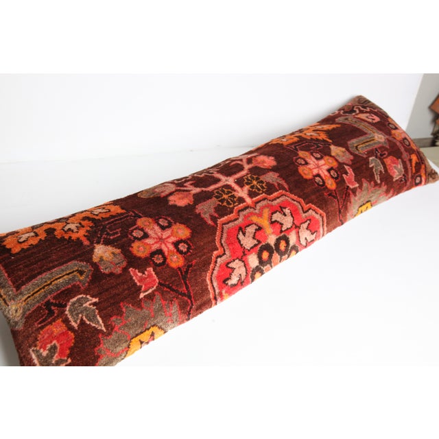 Vintage Oriental Motif Lumbar Cushion Cover -16'' X 53'' For Sale - Image 10 of 12