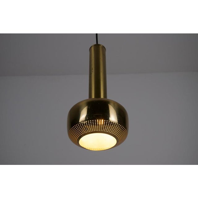 Black Brass Pendant Lamp by Vilhelm Lauritzen for Louis Poulen, Denmark, 1960s For Sale - Image 8 of 10